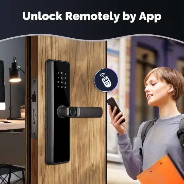 Smart Home Door Lock - Electronic Digital Lock with Biometric Fingerprint Reader Smart Card Password Key & Tuya App Control