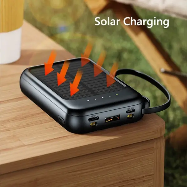 50000mAh Solar Power Bank Built Cables Solar Charger Poverbank 2 USB Port External Charger Mobile Phone Powerbank with LED Light