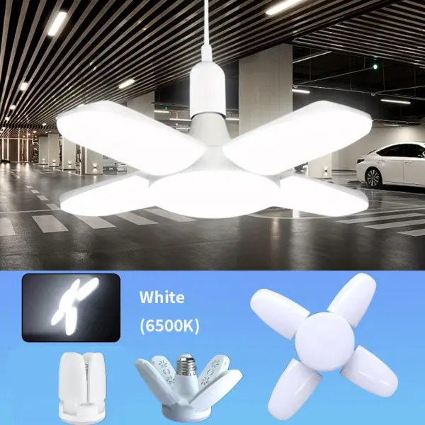 E27 Fan Shape Foldable 40LEDs Bulb AC220V/110V Deformation for Home Ceiling Lights Warehouse and Garage White Light 6500K Bulb