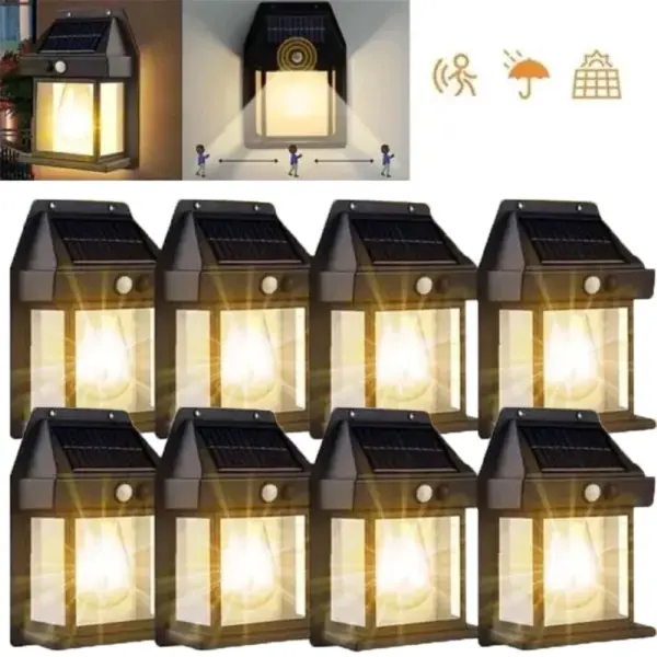 1/2/4/8 Solar Wall Lights IP44 Motion Sensor LED Lantern Wall Mounted Suitable for Outdoor Lighting on Courtyard Porch Decks