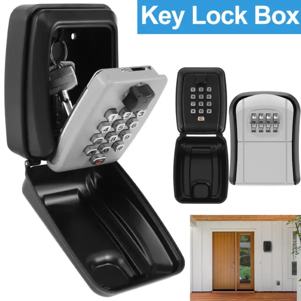 Key Lock Box Wall-Mount Secret Code Security Key Safe Secret Organizer Box No Key Home Office Weatherproof Safe Key Keeper NEW