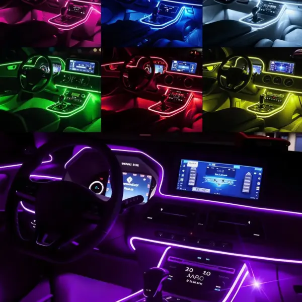 Interior Car LED Strip Lights, Ambient Lighting Car Kits with USB APP Bluetooth Control, Music Sync Fiber Optic Cars Interior Ne