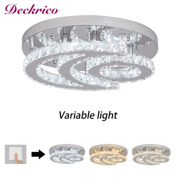 Modern K9 Crystal Chandelier 3 LED Lights Stainless Steel Luminaire Luxury Decorate Pendant Lamp Lighting Led Ceiling Light