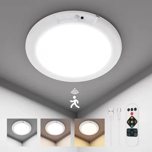 Motion Sensor Ceiling Light Magnetic Wireless Wall Lamp with Remote USB Type-C Rechargeable LED Night Light for Hallway bedroom