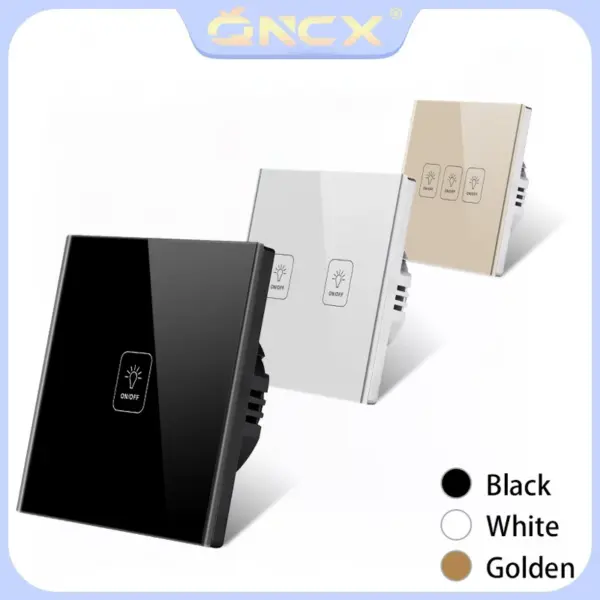 Wall Touch Switch AC100-240V EU Sensor Lamp Light Switches Tempered Crystal Glass Panel LED Power 1/2/3 Gang Interruttore