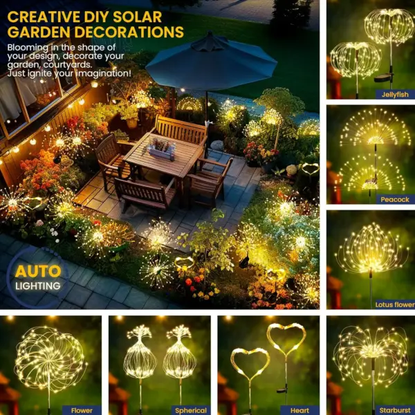 Solar LED Firework Fairy Light Outdoor Garden Decoration Lawn Pathway Waterproof Light For Patio Yard Party Christmas Wedding