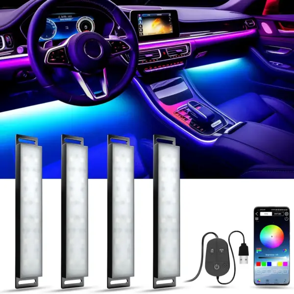 YiLaie Interior Car Atmosphere Light Smart Light Bar with App Control Music Sync RGB LED Lights Bar for Car Interior Lighting
